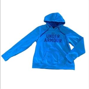 Under Armour blue logo fleece lined pull over hoodie